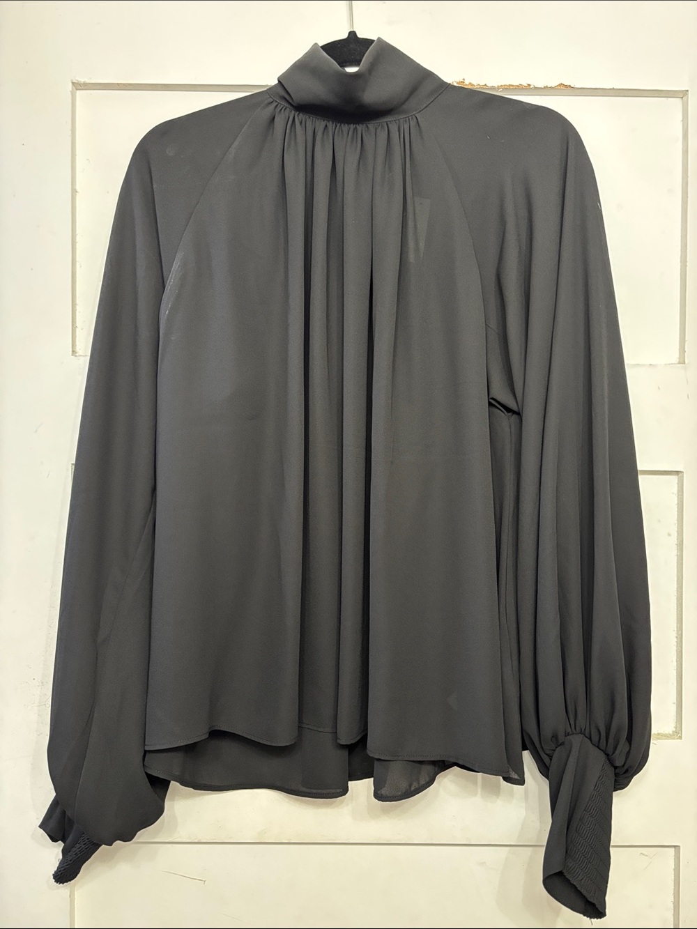Madewell Black High-Neck Pleated Blouse